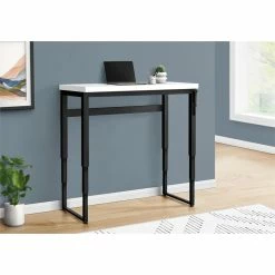 Outlet 👍 Monarch Specialties 48"W Adj Height Computer Desk In White And Black Metal 🎁 -Cheap Executive Store 2470082 3 L