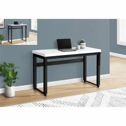 Outlet 👍 Monarch Specialties 48"W Adj Height Computer Desk In White And Black Metal 🎁 -Cheap Executive Store 2470082 9 L