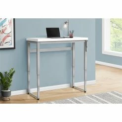 Cheap 🧨 Monarch Specialties 48"W Adj Height Computer Desk 48"L In White And Silver Metal 😍 -Cheap Executive Store 2470084 3 L