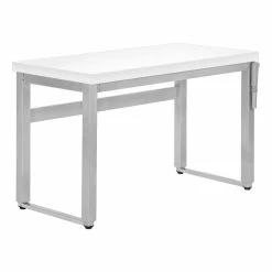 Cheap 🧨 Monarch Specialties 48"W Adj Height Computer Desk 48"L In White And Silver Metal 😍