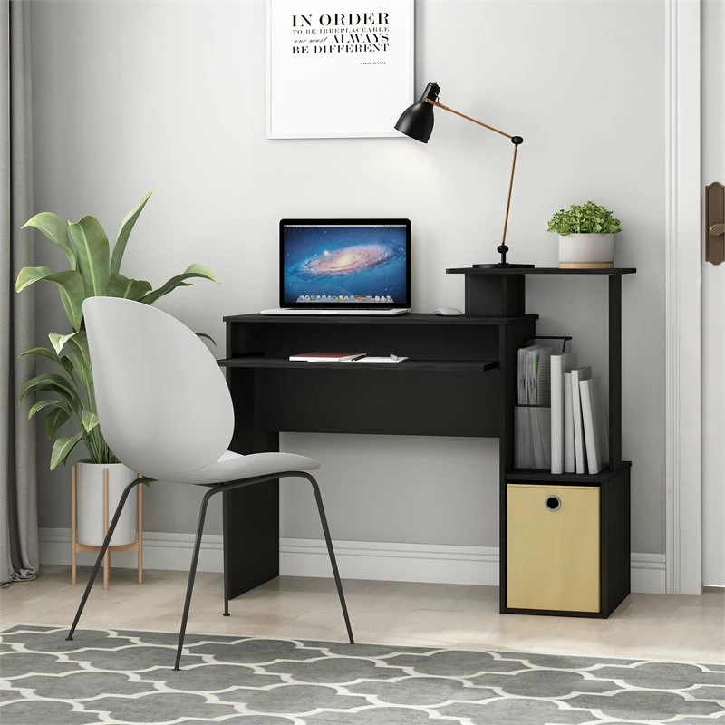 Wholesale 🔔 Furinno Econ Wood Multipurpose Computer Writing Desk W/Bin In Black/Brown ❤️ 2 Wholesale 🔔 Furinno Econ Wood Multipurpose Computer Writing Desk W/Bin In Black/Brown ❤️ - Image 2