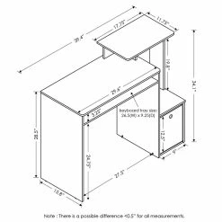 Hot Sale 👍 Furinno Econ Wood Computer Writing Desk W/Bin In French Oak Gray/Black ❤️ -Cheap Executive Store 2477614 4 L