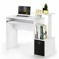 Buy 🛒 Furinno Econ Wood Multipurpose Computer Writing Desk W/Bin In White/Black 🎁 -Cheap Executive Store 2477615 2 L
