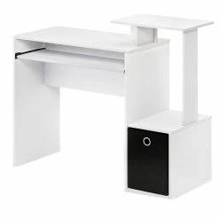 Buy 🛒 Furinno Econ Wood Multipurpose Computer Writing Desk W/Bin In White/Black 🎁