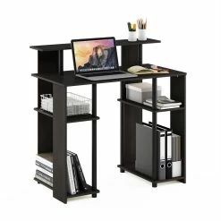 Outlet 🛒 Furinno JAYA Engineered Wood Simple Design Computer Writing Desk In Walnut/Black 🔥 -Cheap Executive Store 2477635 3 L