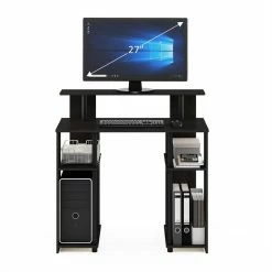 Outlet 🛒 Furinno JAYA Engineered Wood Simple Design Computer Writing Desk In Walnut/Black 🔥 -Cheap Executive Store 2477635 4 L