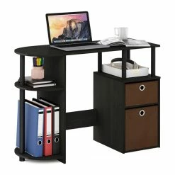 Cheap 🌟 Furinno JAYA Wood Simplistic Computer Study Desk With Bin Drawers In Espresso ⭐ -Cheap Executive Store 2477638 3 L