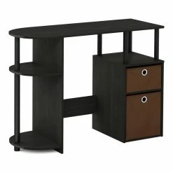 Cheap 🌟 Furinno JAYA Wood Simplistic Computer Study Desk With Bin Drawers In Espresso ⭐