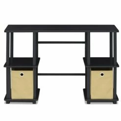 Outlet ✨ Furinno Turn-N-Tube Wood Computer Desk With Storage Bins In Espresso/Black 🎉 -Cheap Executive Store 2477655 2 L