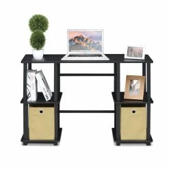 Outlet ✨ Furinno Turn-N-Tube Wood Computer Desk With Storage Bins In Espresso/Black 🎉 -Cheap Executive Store 2477655 4 L