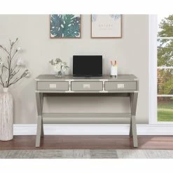 New 🎁 OSP Home Furnishings Wellington 46" Engineered Wood Desk With Power In Gray Finish 🥰 -Cheap Executive Store 2494685 2 L