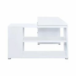 Best reviews of ❤️ Allora L-Shaped Contemporary Wood Office Desk With 3 Drawers In White 🔥 -Cheap Executive Store 2498465 2 L