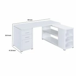Best reviews of ❤️ Allora L-Shaped Contemporary Wood Office Desk With 3 Drawers In White 🔥 -Cheap Executive Store 2498465 4 L