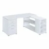 Best reviews of ❤️ Allora L-Shaped Contemporary Wood Office Desk With 3 Drawers In White 🔥