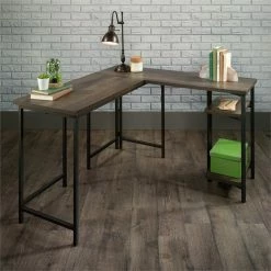 Hot Sale 🌟 UrbanPro Mid-Century Wood And Metal L-Shape Desk In Smoked Oak 🌟 -Cheap Executive Store 2499512 2 L