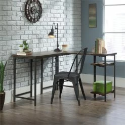 Hot Sale 🌟 UrbanPro Mid-Century Wood And Metal L-Shape Desk In Smoked Oak 🌟 -Cheap Executive Store 2499512 3 L