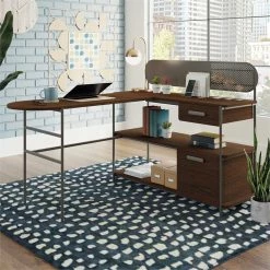 Coupon ⭐ UrbanPro Traditional L Shaped Computer Desk In Umber Wood ✔️ -Cheap Executive Store 2499531 5 L