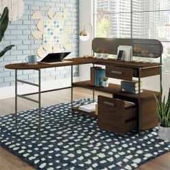 Coupon ⭐ UrbanPro Traditional L Shaped Computer Desk In Umber Wood ✔️ -Cheap Executive Store 2499531 6 L