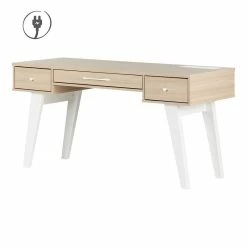 Buy ✔️ Helsy Computer Desk With Power Bar Soft Elm South Shore 🌟