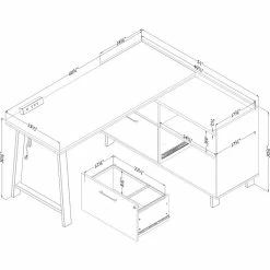 Deals 🎉 Kozack L-Shaped Desk With Power Bar Soft Elm And Matte Black South Shore 🤩 -Cheap Executive Store 2502958 2 L