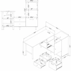 Brand new 😍 Zelia L-Shaped Desk With Built In Power Bar Soft Elm And Steel Blue South Shore 👍 -Cheap Executive Store 2502959 2 L