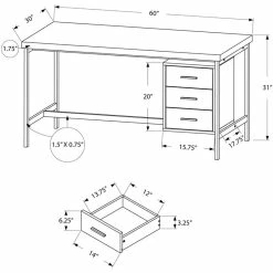 Promo ⌛ Pemberly Row 60" Modern Sturdy Wooden Writing Desk In Black And Gray ⭐ -Cheap Executive Store 2630880 3 L