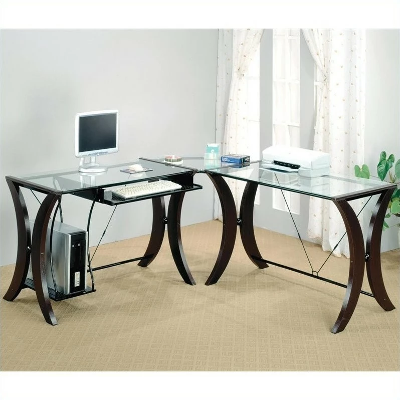 Hot Sale ⌛ Coaster Division L-Shape Computer Desk Unit In Cappuccino ❤️ 4 Hot Sale ⌛ Coaster Division L-Shape Computer Desk Unit In Cappuccino ❤️ - Image 4