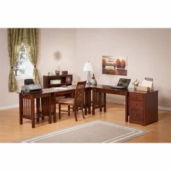 Brand new 💯 AFI Mission Writing Desk In Walnut 💯 -Cheap Executive Store 368609 2 L