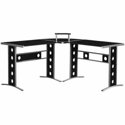Budget 🥰 Coaster Keizer 3 Piece L Shaped Glass Top Computer Desk In Black 🔔