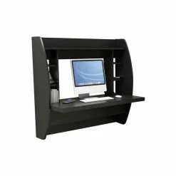 Deals 👍 Prepac Floating Computer Desk With Storage In Black 💯 -Cheap Executive Store 423906 6 L