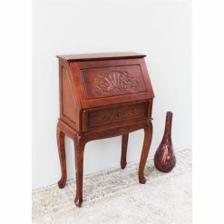 Buy ⭐ International Caravan Windsor Small Secretary Desk In Walnut Stain 😍 -Cheap Executive Store 426807 L