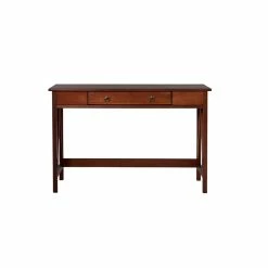 New ⭐ Linon Titian Wood One Drawer Writing Desk In Tobacco Brown 👍 -Cheap Executive Store 438811 50 L
