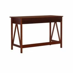New ⭐ Linon Titian Wood One Drawer Writing Desk In Tobacco Brown 👍 -Cheap Executive Store 438811 53 L