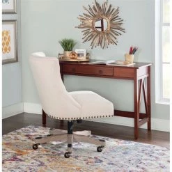 New ⭐ Linon Titian Wood One Drawer Writing Desk In Tobacco Brown 👍 -Cheap Executive Store 438811 58 L