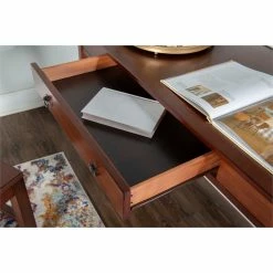 New ⭐ Linon Titian Wood One Drawer Writing Desk In Tobacco Brown 👍 -Cheap Executive Store 438811 61 L