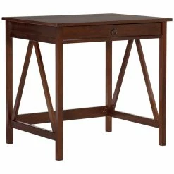 Best reviews of 💯 Linon Titian Wood One Drawer Laptop Desk In Tobacco Brown ⭐
