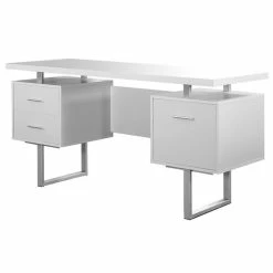 Flash Sale 😉 Monarch 60" Computer Desk In White / Silver Metal 🧨