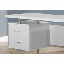 Flash Sale 😉 Monarch 60" Computer Desk In White / Silver Metal 🧨 -Cheap Executive Store 496152 5 L