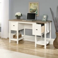 Best Sale 🎁 Sauder Cottage Road Wood Computer Desk In Soft White ❤️ -Cheap Executive Store 657370 3 L